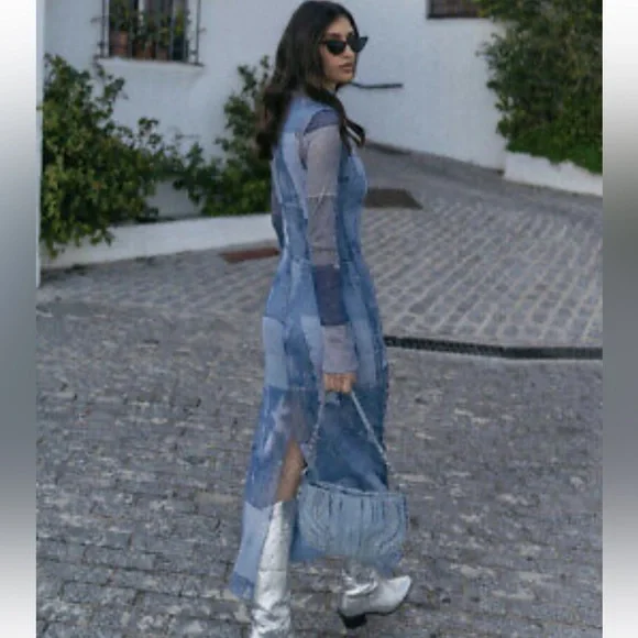 ZARA BLOGGERS FAV PATCHWORK WORK TULLE DRESS - Picture 13 of 14